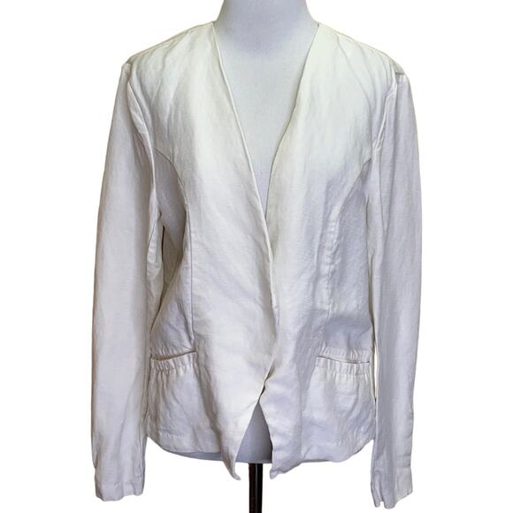 Cupcakes and Cashmere White Open Blazer Linen Tencel Medium - Picture 1 of 8